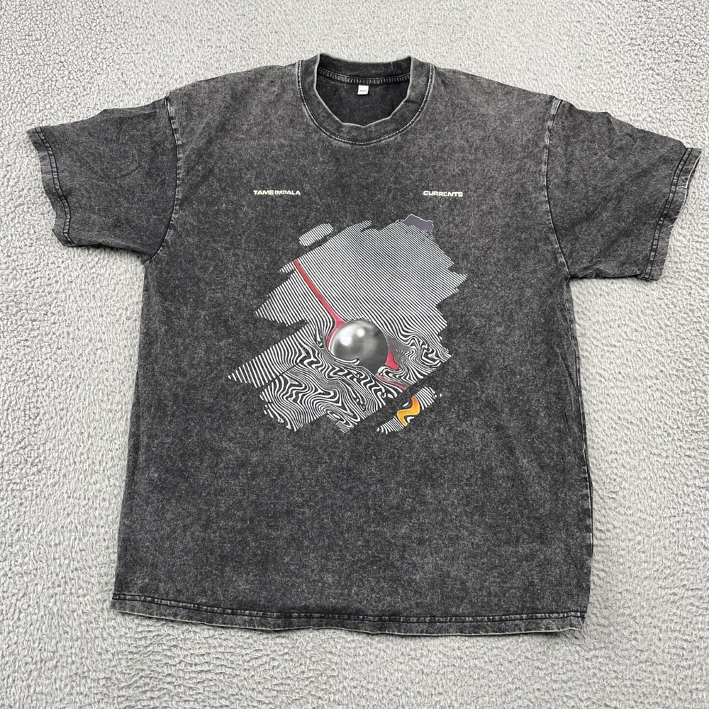 Tame Impala T-Shirt Mens XL Gray Currents Acid Wash Graphic Tee Band Rock Cotton